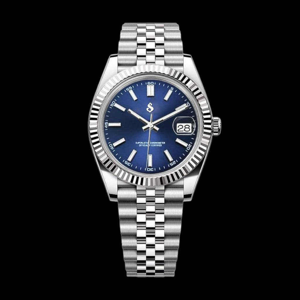 Seiko Mod Watches DateJust aka SeikoJust Silver Blue Dial - Modtime 