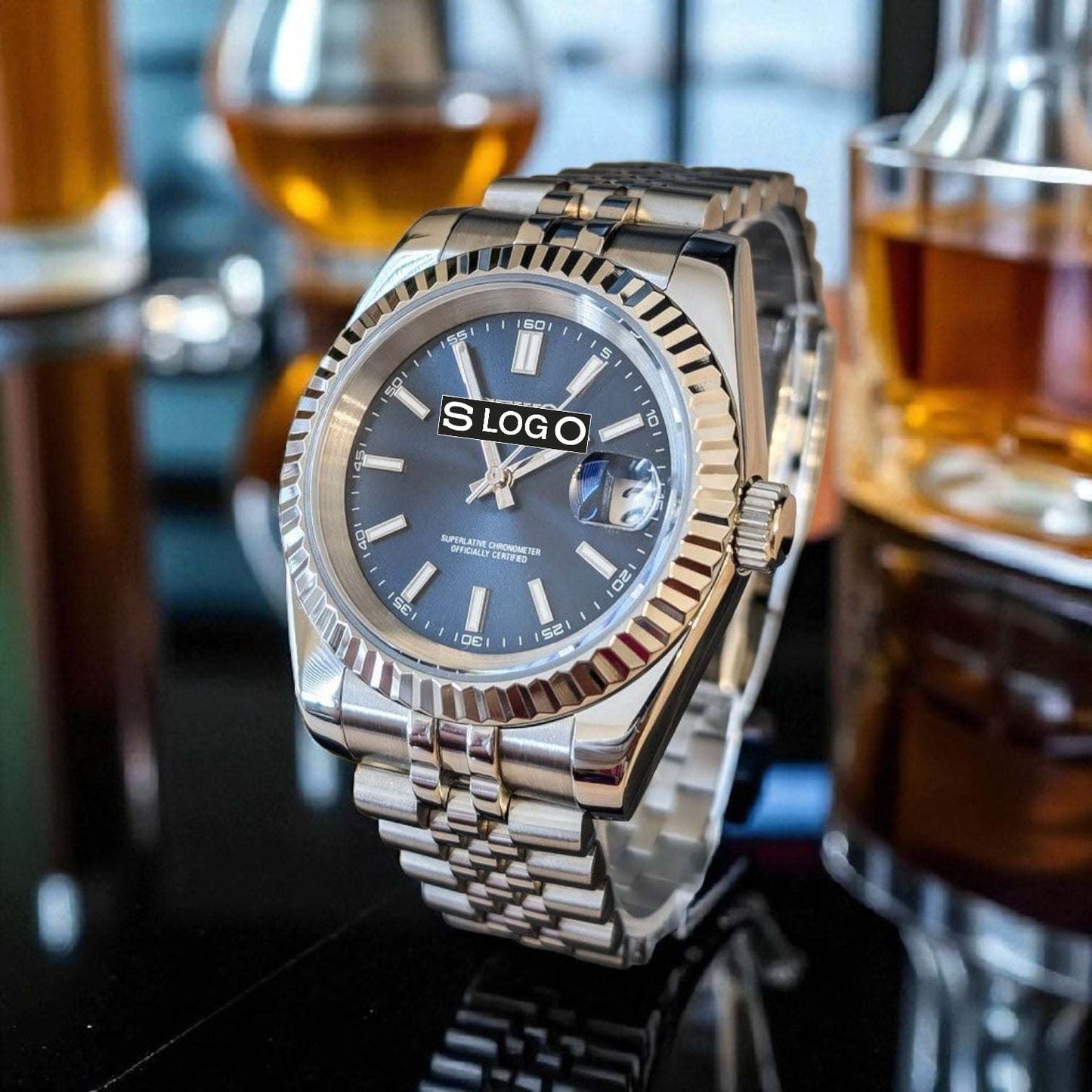 Seiko Mod Watches DateJust aka SeikoJust Silver Blue Dial - Modtime 