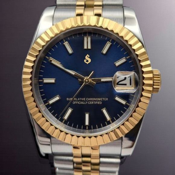 Seiko Mod Datejust  Two Tone Blue Dial - Timeless Design