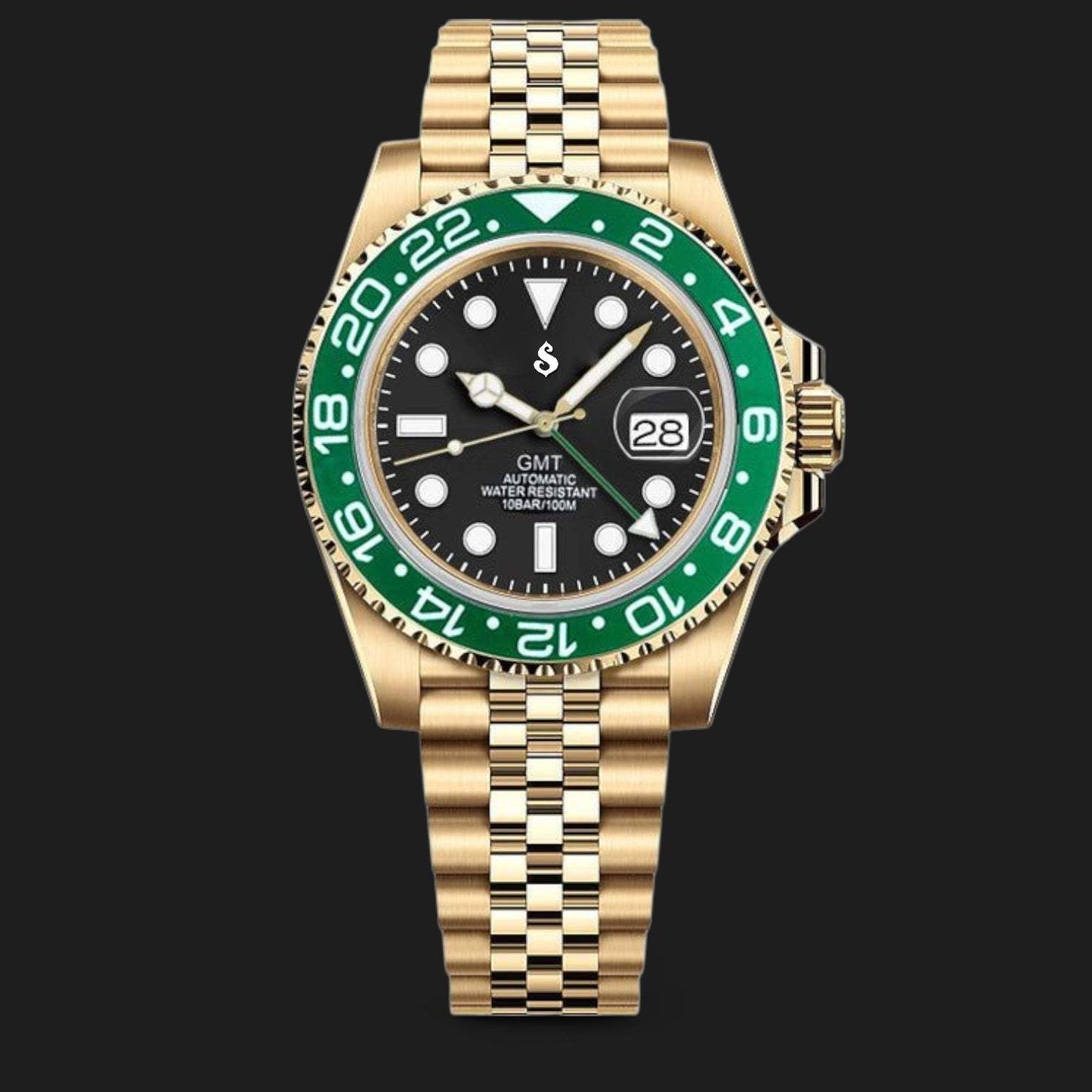 Seiko Mod Gold Green Black Starbucks GMT Series - Modtime 