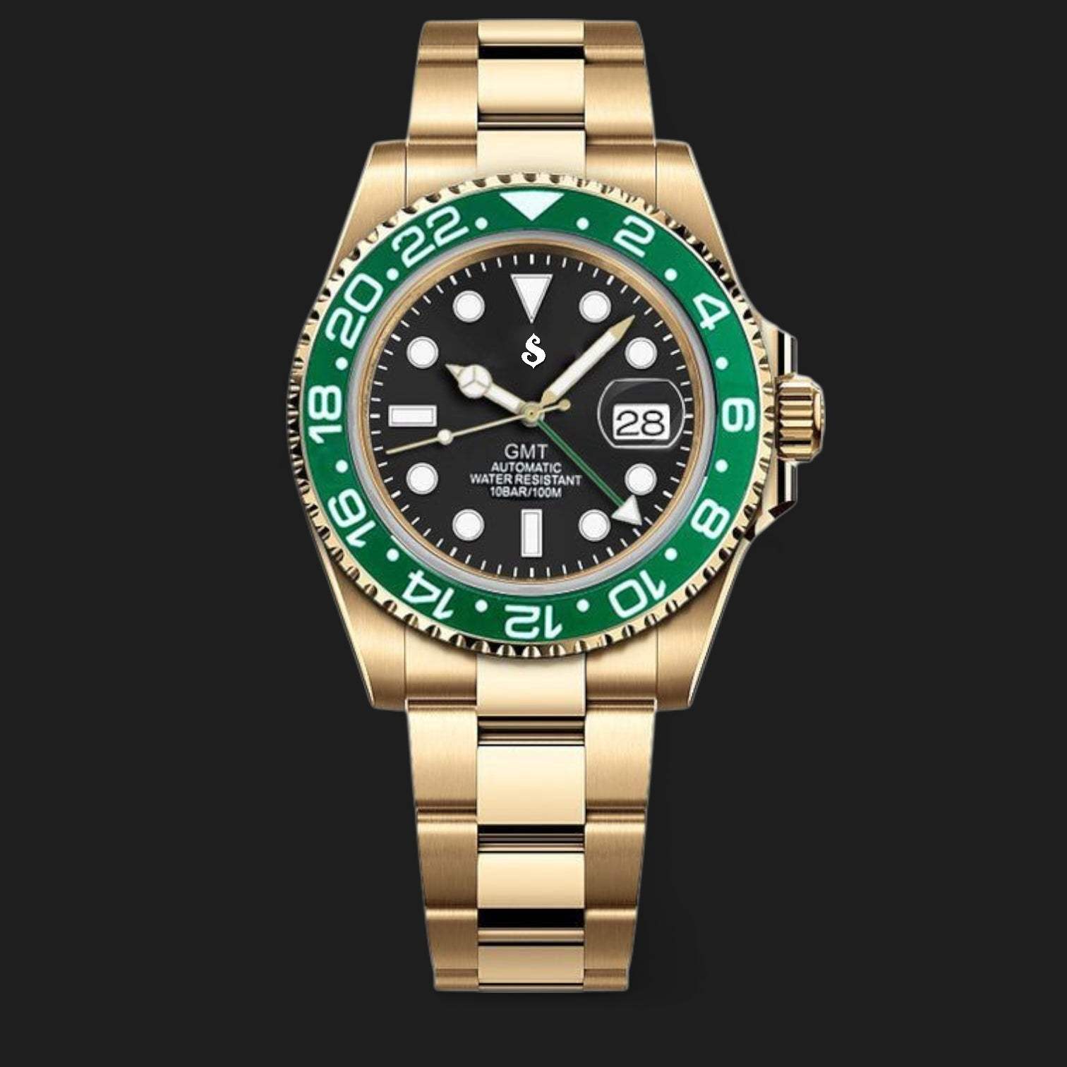 Seiko Mod Gold Green Black Starbucks GMT Series - Modtime 