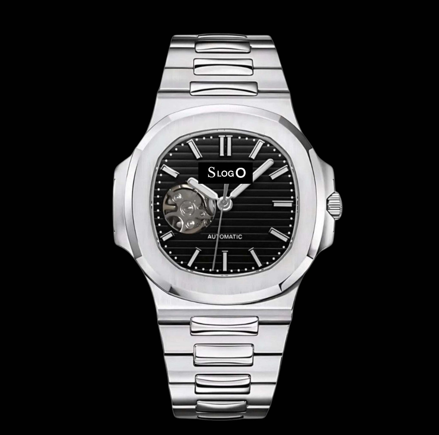 Seiko Mod Custom Nautilus Black Open-Heart Dial - Modtime Creations