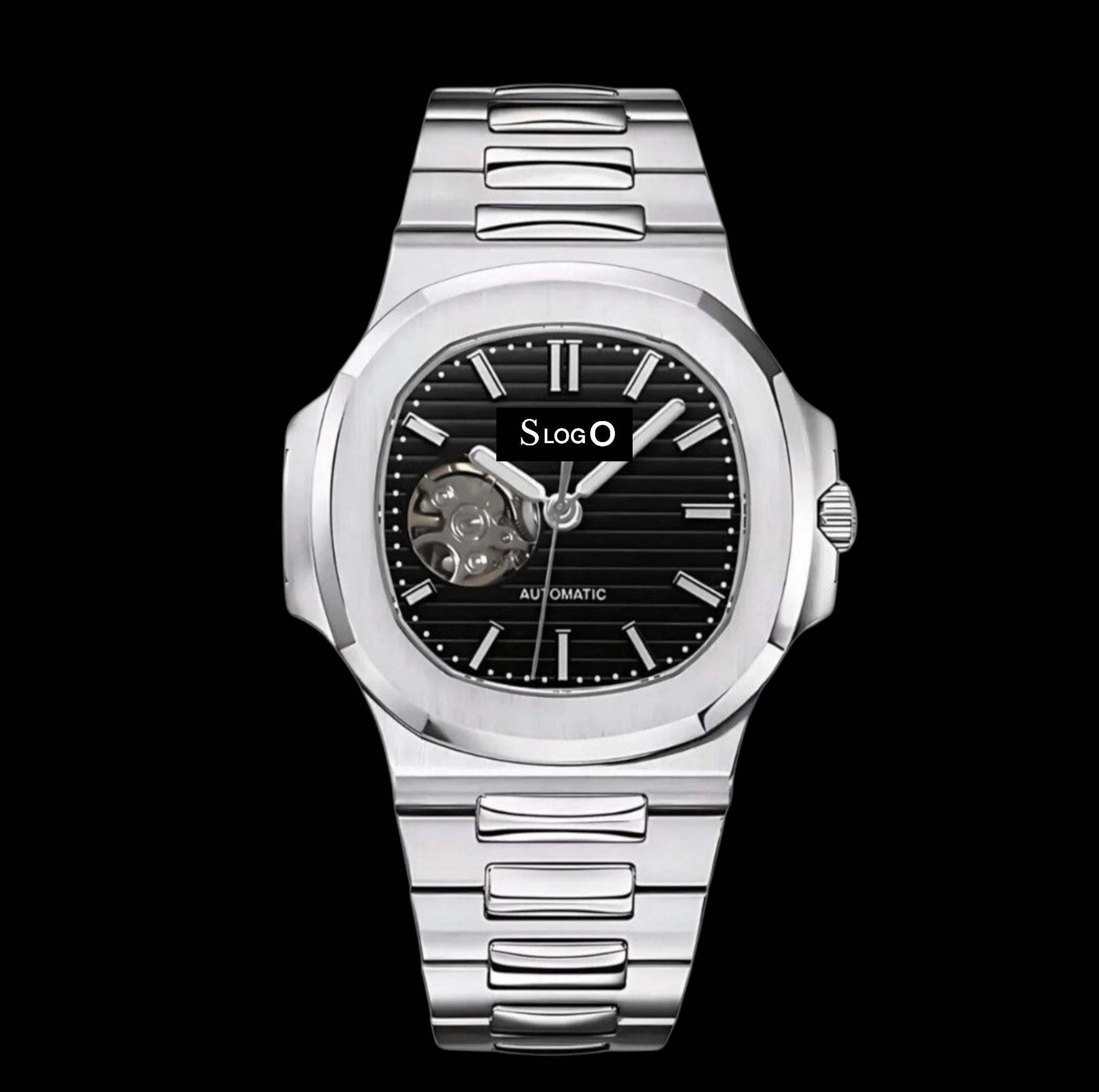 Seiko Mod Custom Nautilus Black Open-Heart Dial - Modtime Creations