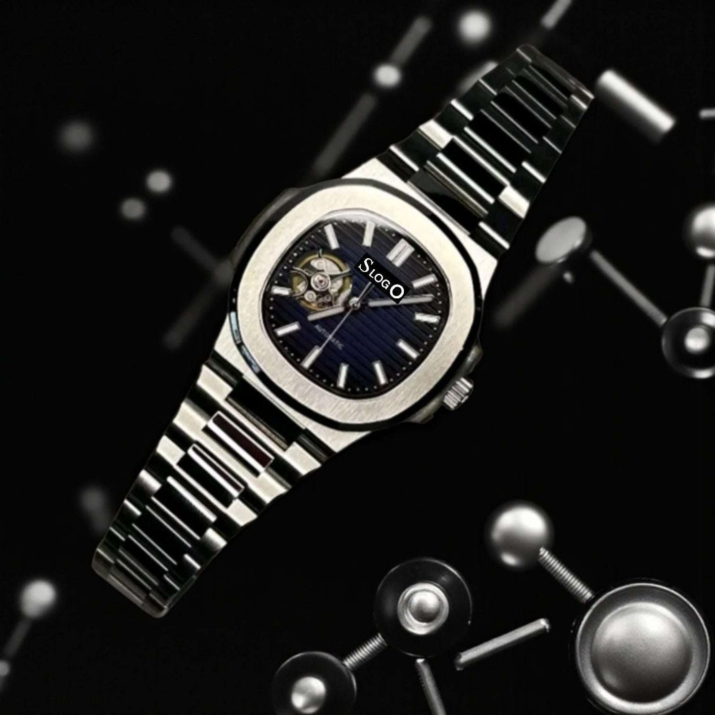 Seiko Mod Custom Nautilus Black Open-Heart Dial - Modtime Creations