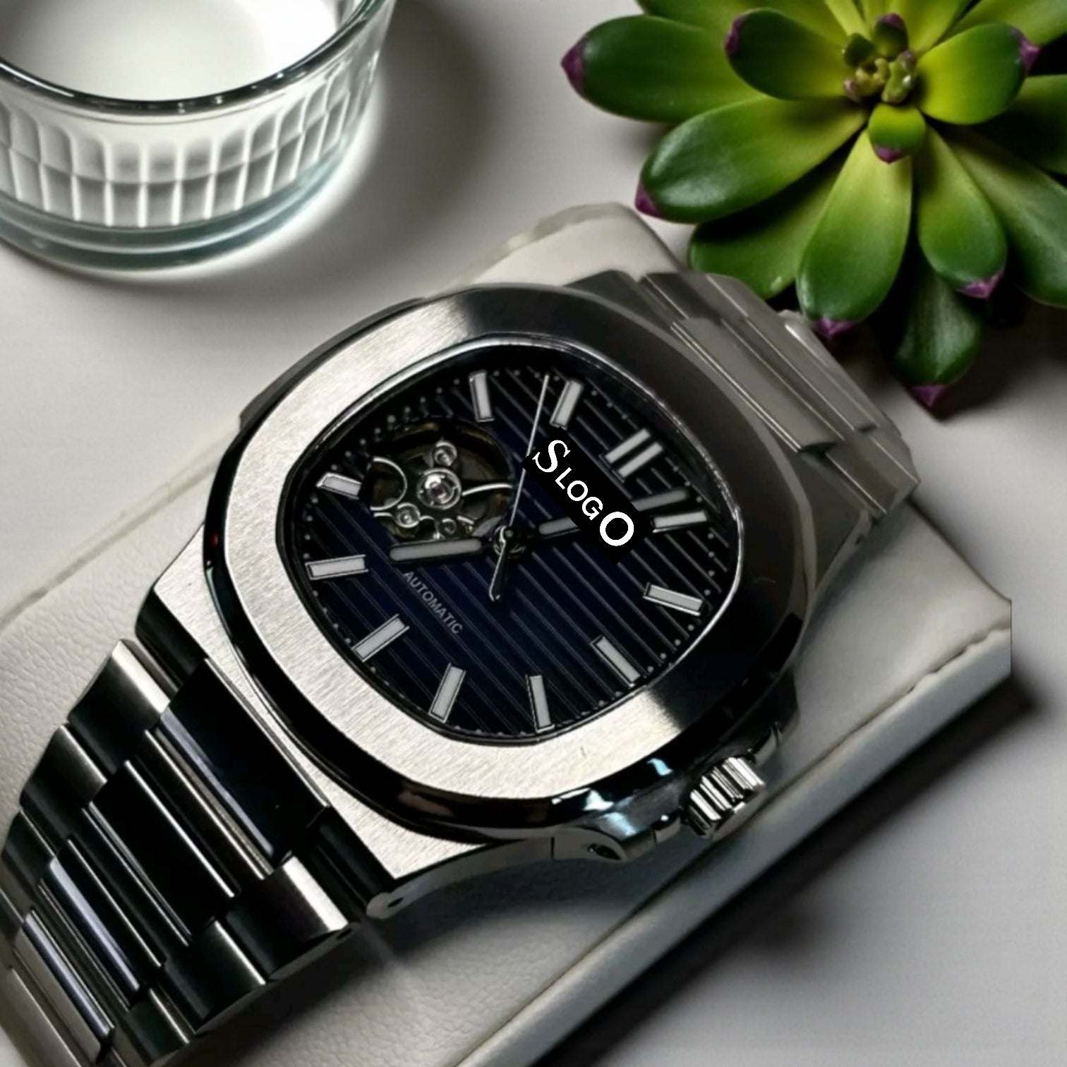 Seiko Mod Custom Nautilus Black Open-Heart Dial - Modtime Creations