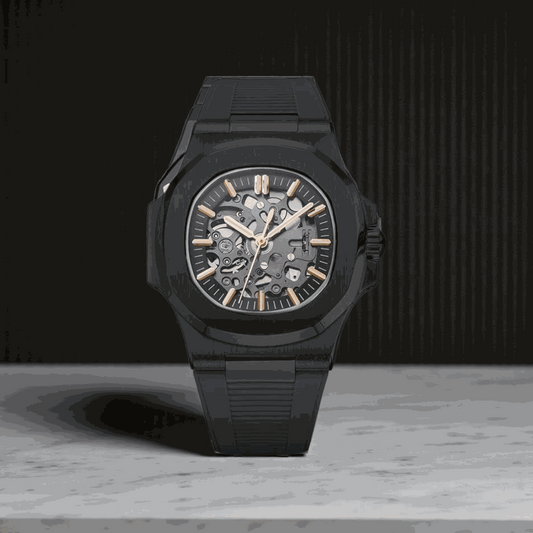 S Mod SeikNaut Skeleton Rubber Bracelet - Black Case - MODTIME