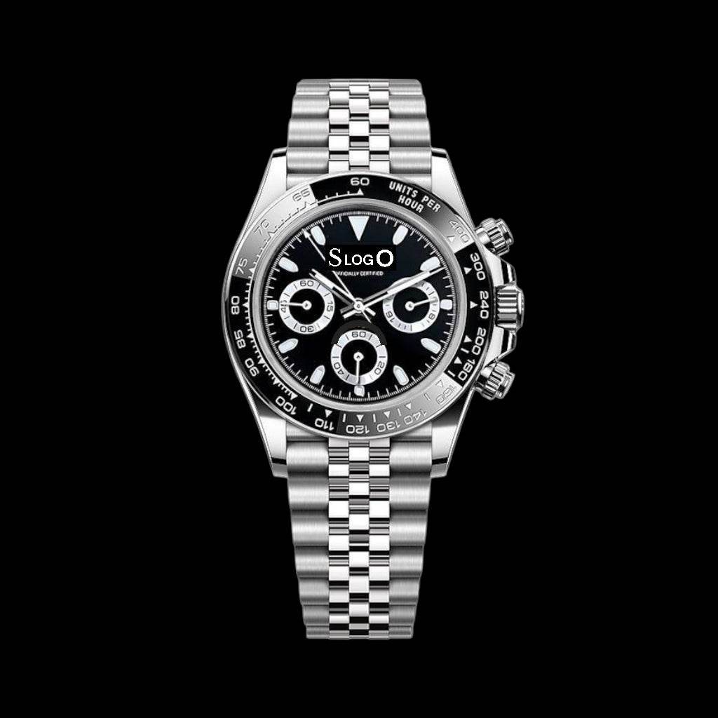 Seiko Mod Daytona aka Seitona Black "Panda" dial Stainless Steel case - Modtime