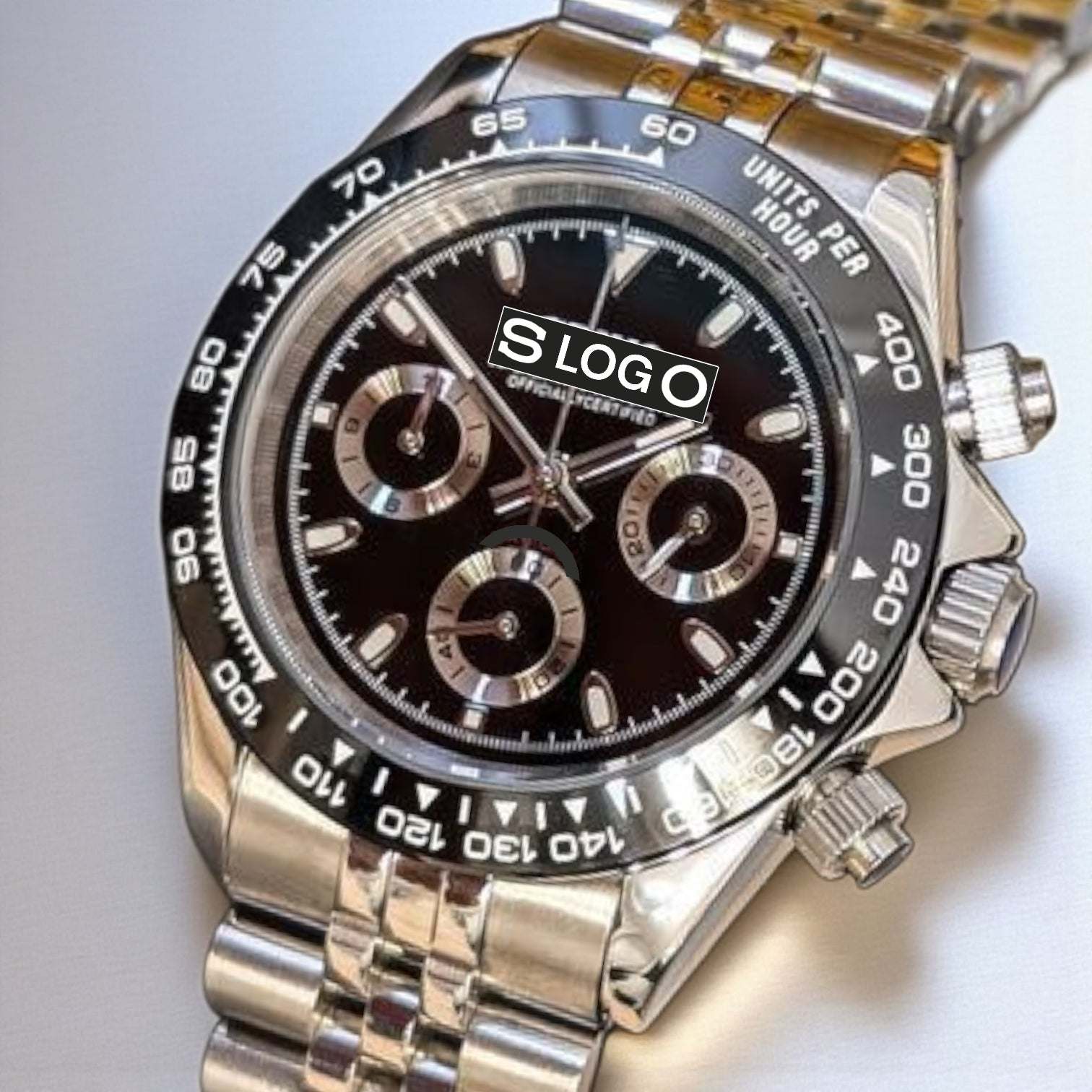 Seiko Mod Daytona aka Seitona Black "Panda" dial Stainless Steel case - Modtime