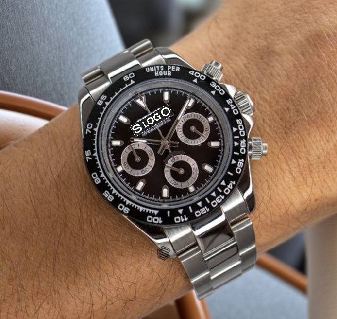 Seiko Mod Daytona aka Seitona Black "Panda" dial Stainless Steel case - Modtime