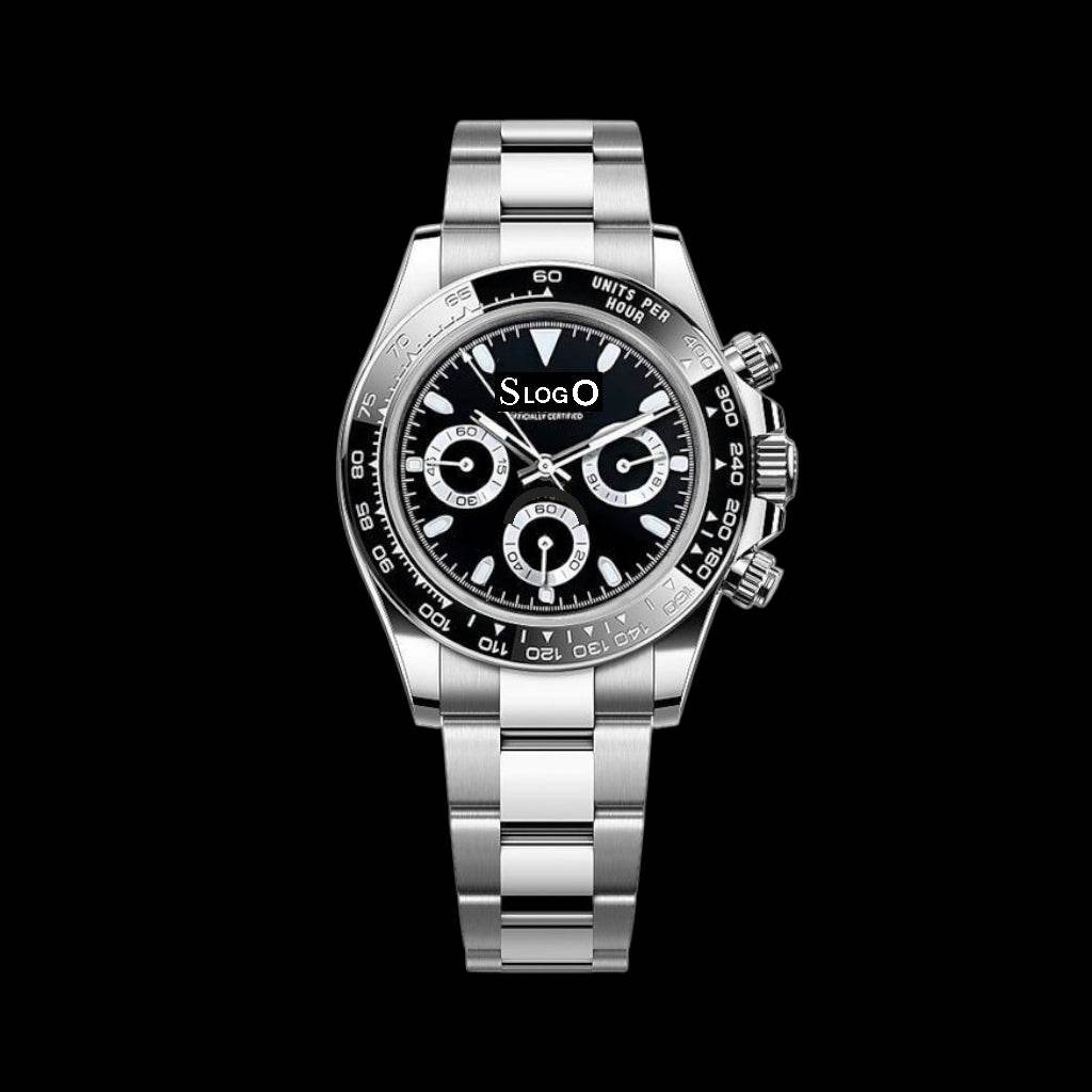 Seiko Mod Daytona aka Seitona Black "Panda" dial Stainless Steel case - Modtime