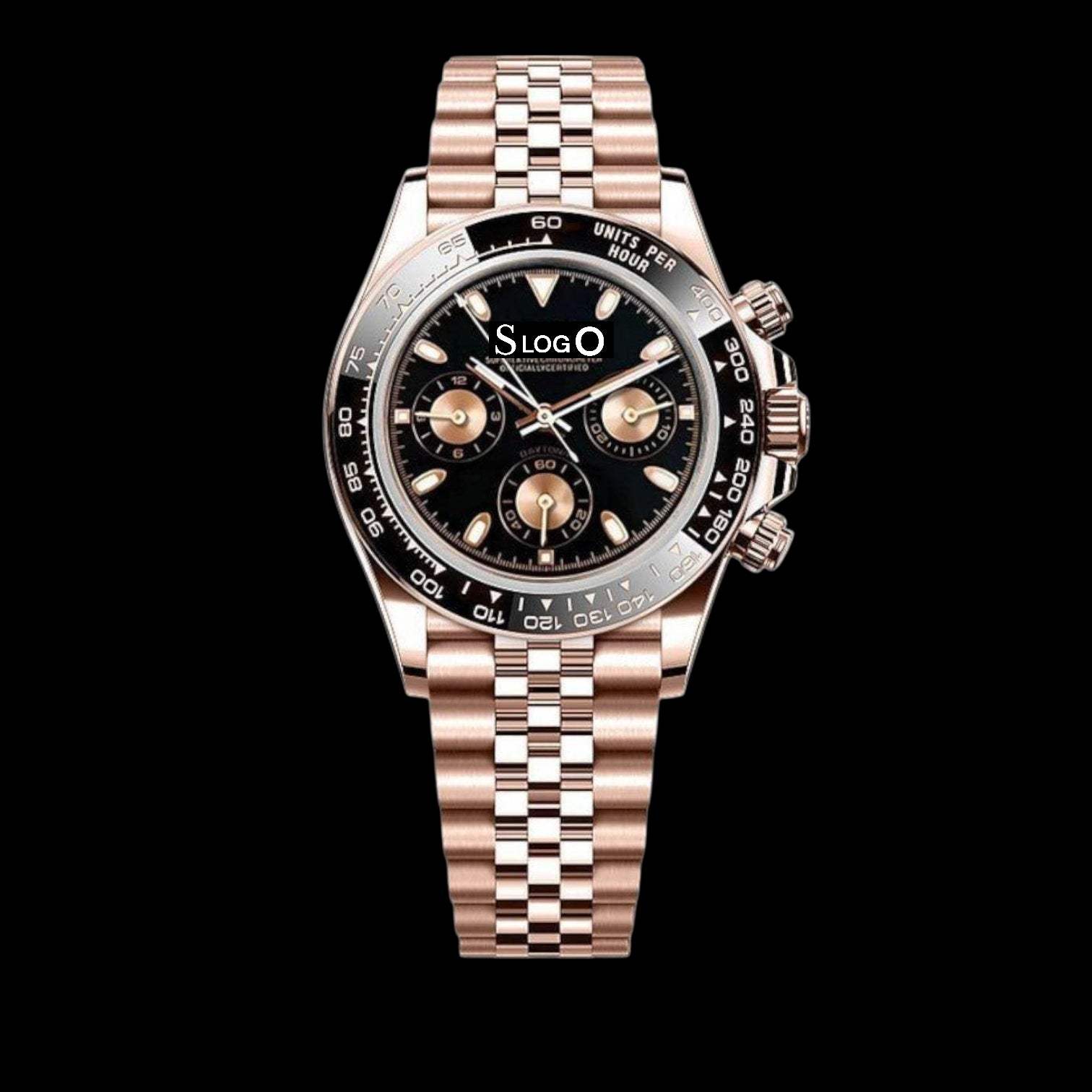 Seiko Mod Daytona aka  Seitona Gold Case Black Dial - Modtime 
