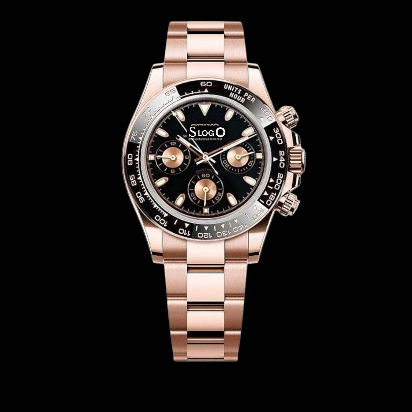 Seiko Mod Daytona aka  Seitona Gold Case Black Dial - Modtime 