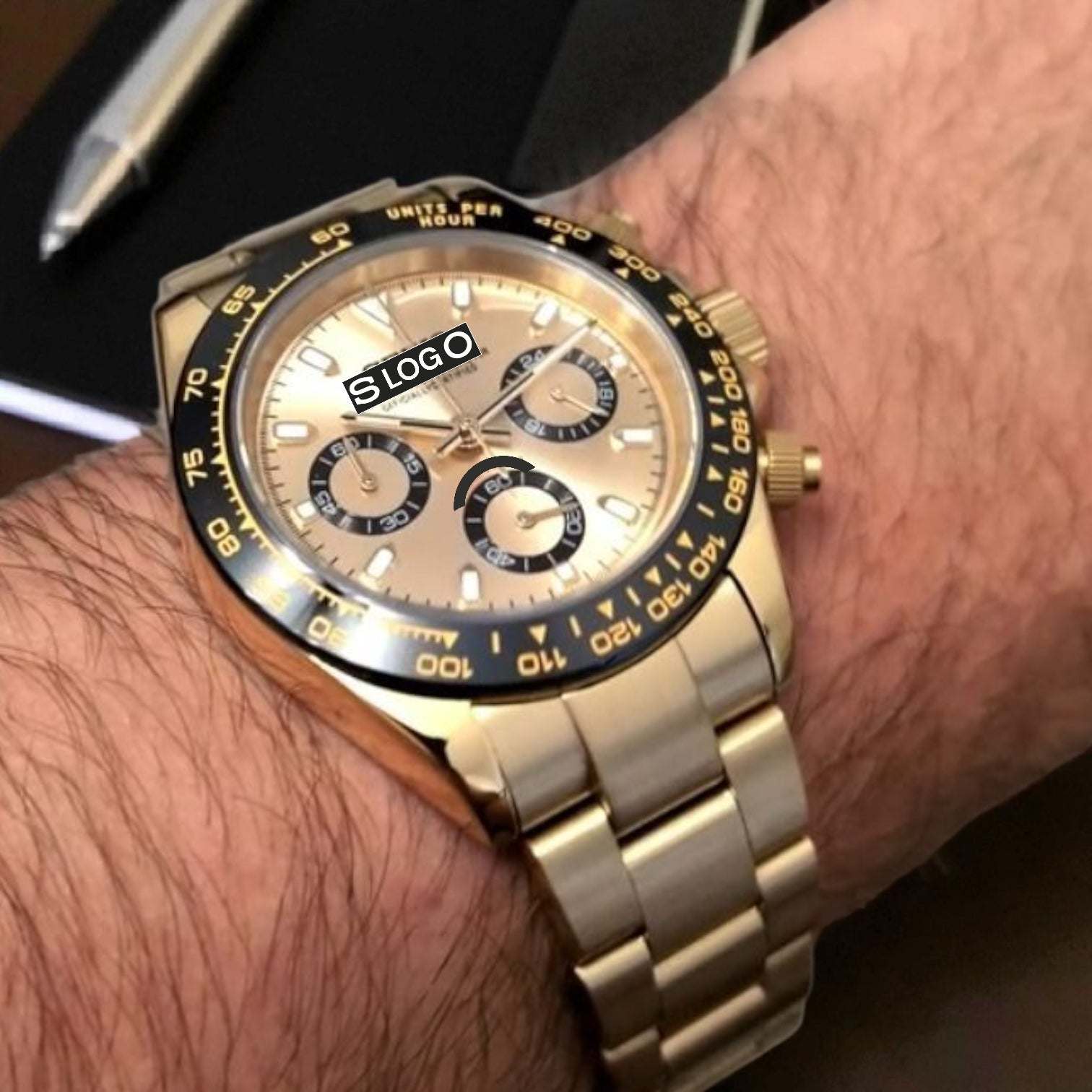 Seiko Mod Watches Daytona Chronograph Gold Black Dial: Classic Design