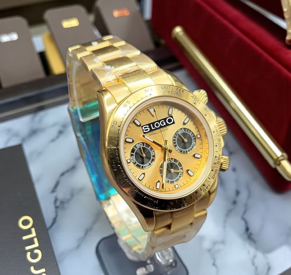 Seiko Mod Watches Daytona Chronograph Gold Black Dial: Classic Design