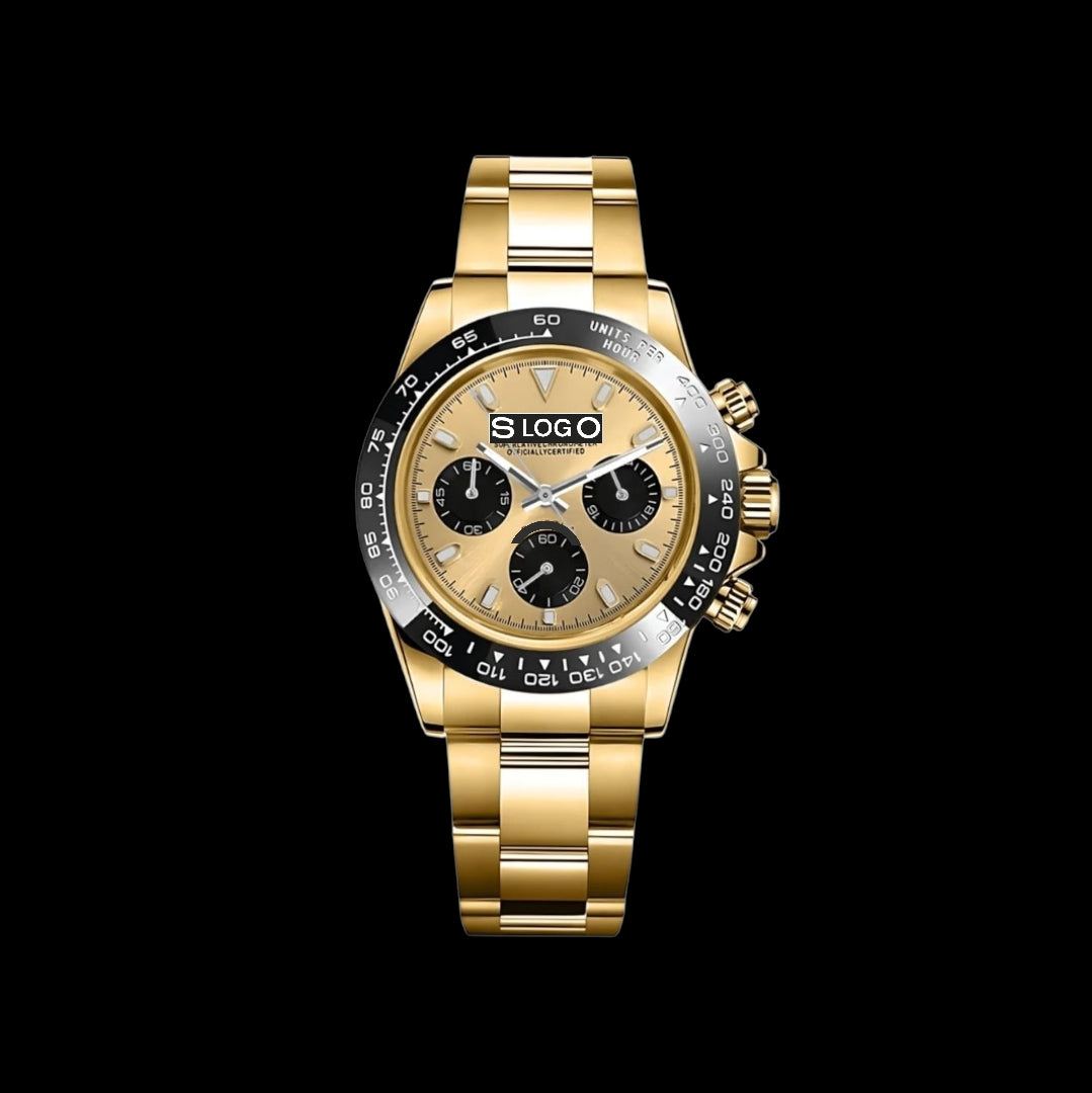 Seiko Mod Watches Daytona Chronograph Gold Black Dial: Classic Design