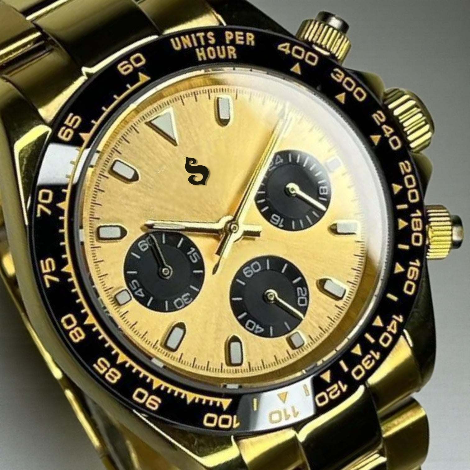Seiko Mod Watches Daytona Chronograph Gold Black Dial: Classic Design