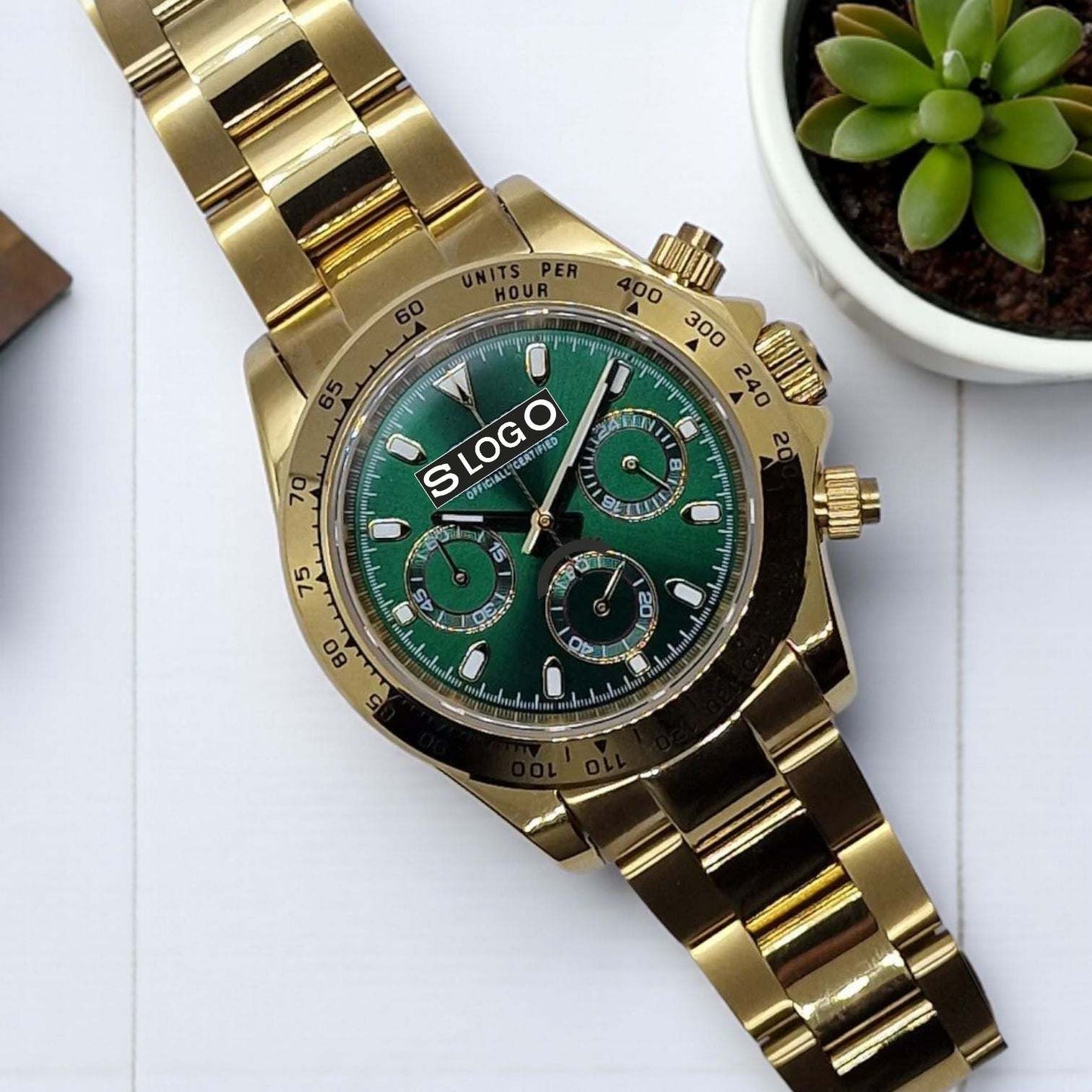 S Mod Seitona Gold case with green dial - Modtime - MODTIME