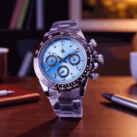 Seiko Mod Daytona Light Blue Dial Brown Bezel - Modtime 
