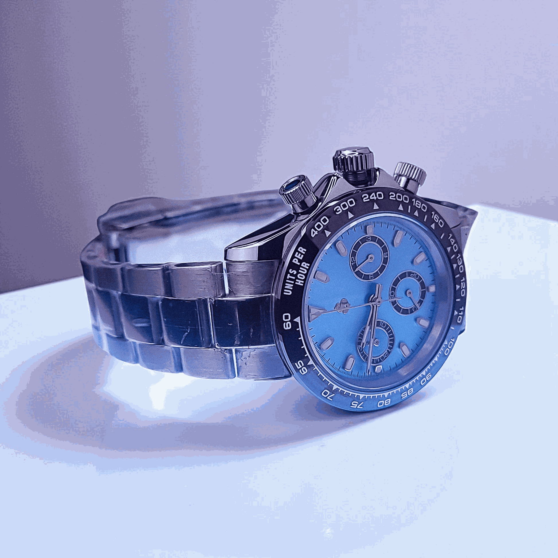 Seiko Mod Daytona Light Blue Dial Brown Bezel - Modtime 
