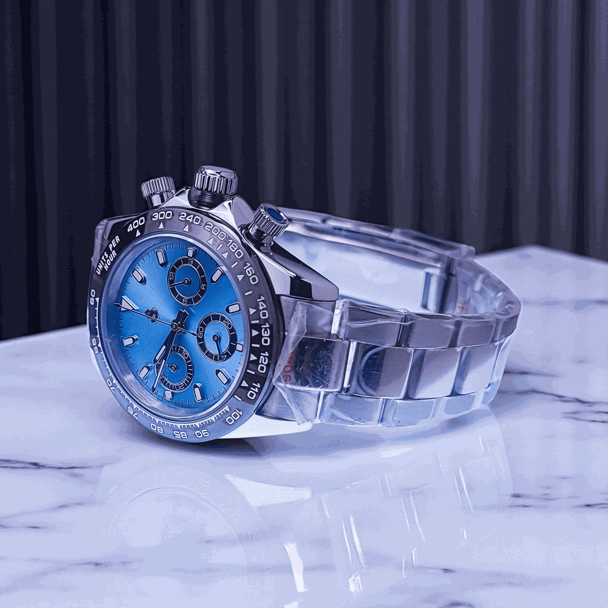 Seiko Mod Daytona Light Blue Dial Brown Bezel - Modtime 