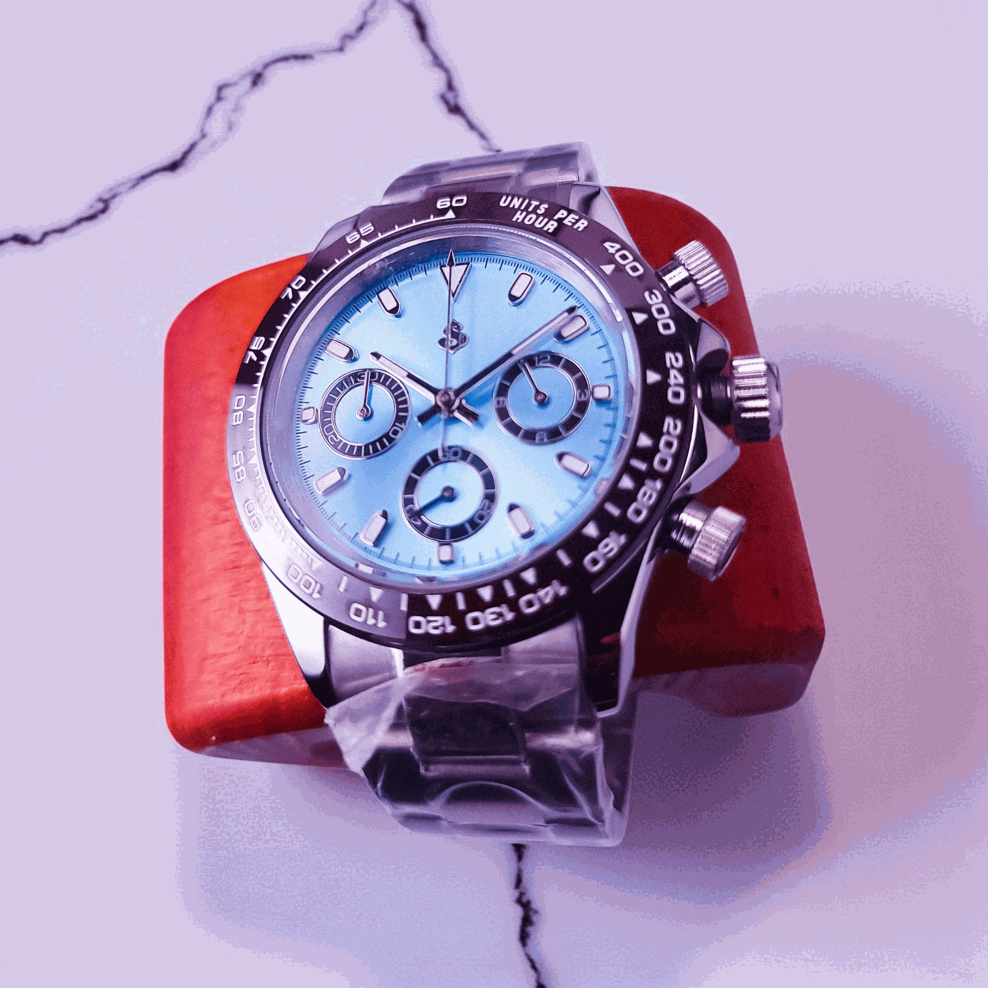 Seiko Mod Daytona Light Blue Dial Brown Bezel - Modtime 