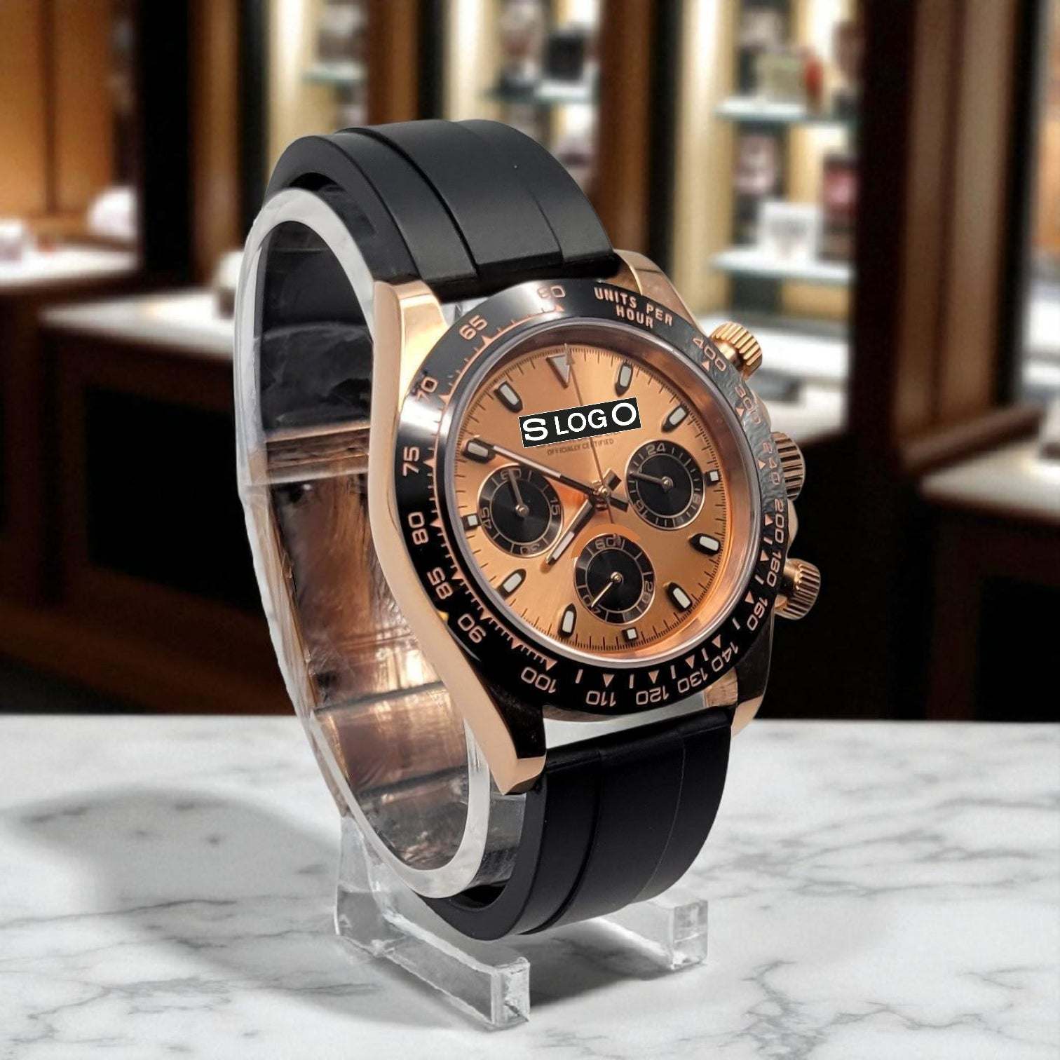 S Mod Seitona Rose Gold Black Dial Gold Black Bezel - Modtime - MODTIME