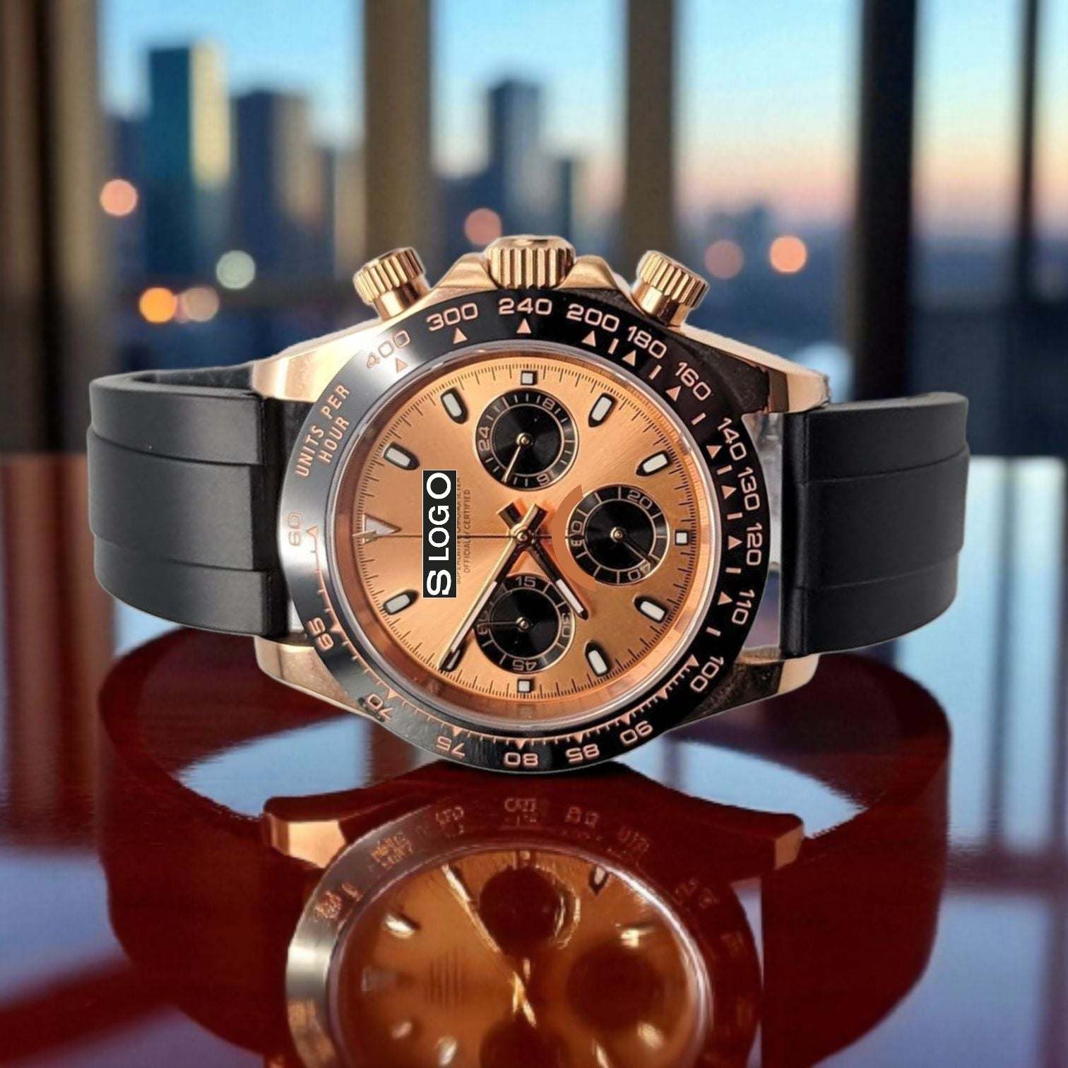 S Mod Seitona Rose Gold Black Dial Gold Black Bezel - Modtime - MODTIME