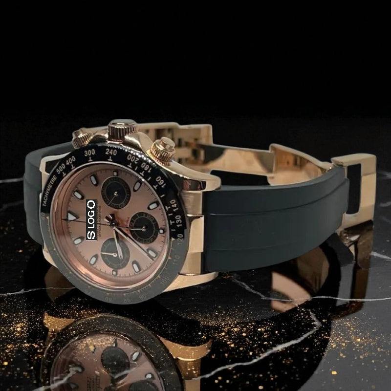 S Mod Seitona Rose Gold Black Dial Gold Black Bezel - Modtime - MODTIME