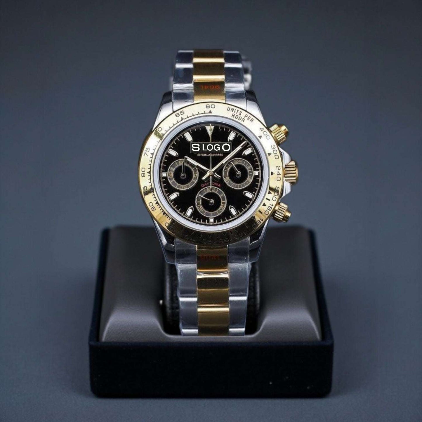 S Mod Seitona Two - Tone Bracelet with black dial - Modtime - MODTIME