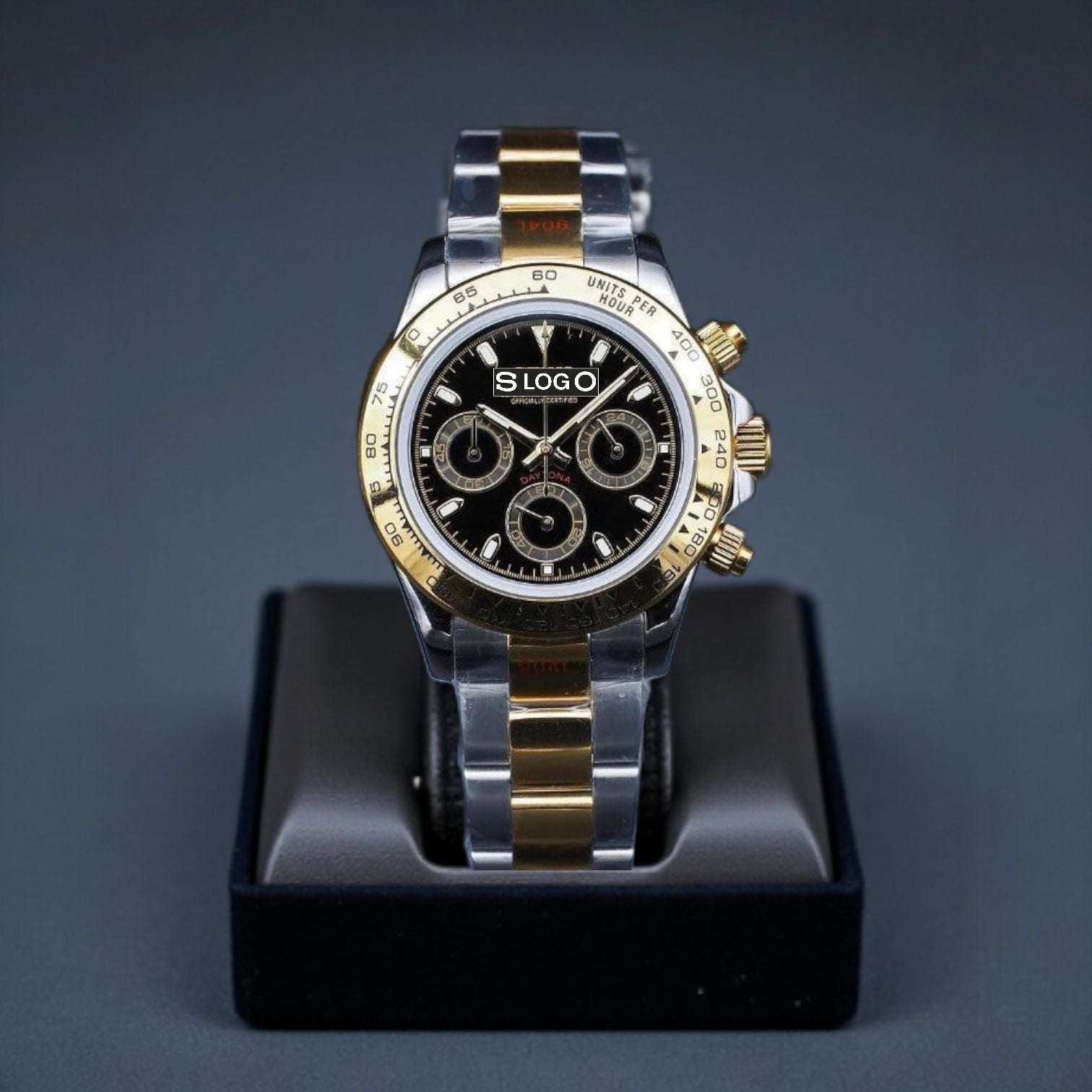 S Mod Seitona Two - Tone Bracelet with black dial - Modtime - MODTIME