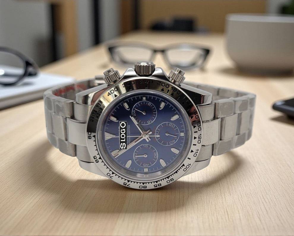 Seiko Mod watches Daytona Stainless Steel aka Seitona Dark Blue Dial - Modtime 