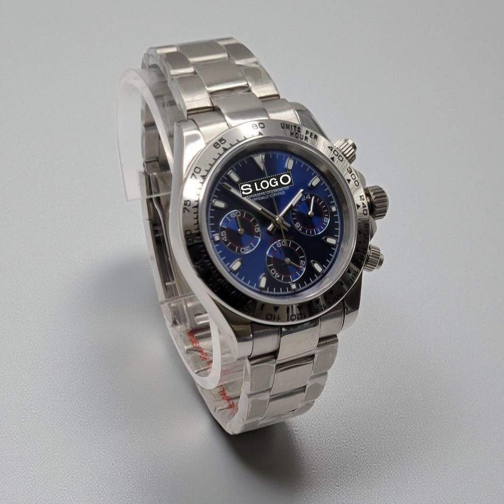 Seiko Mod Daytona Stainless Steel aka Seitona Dark Blue Dial - Modtime 