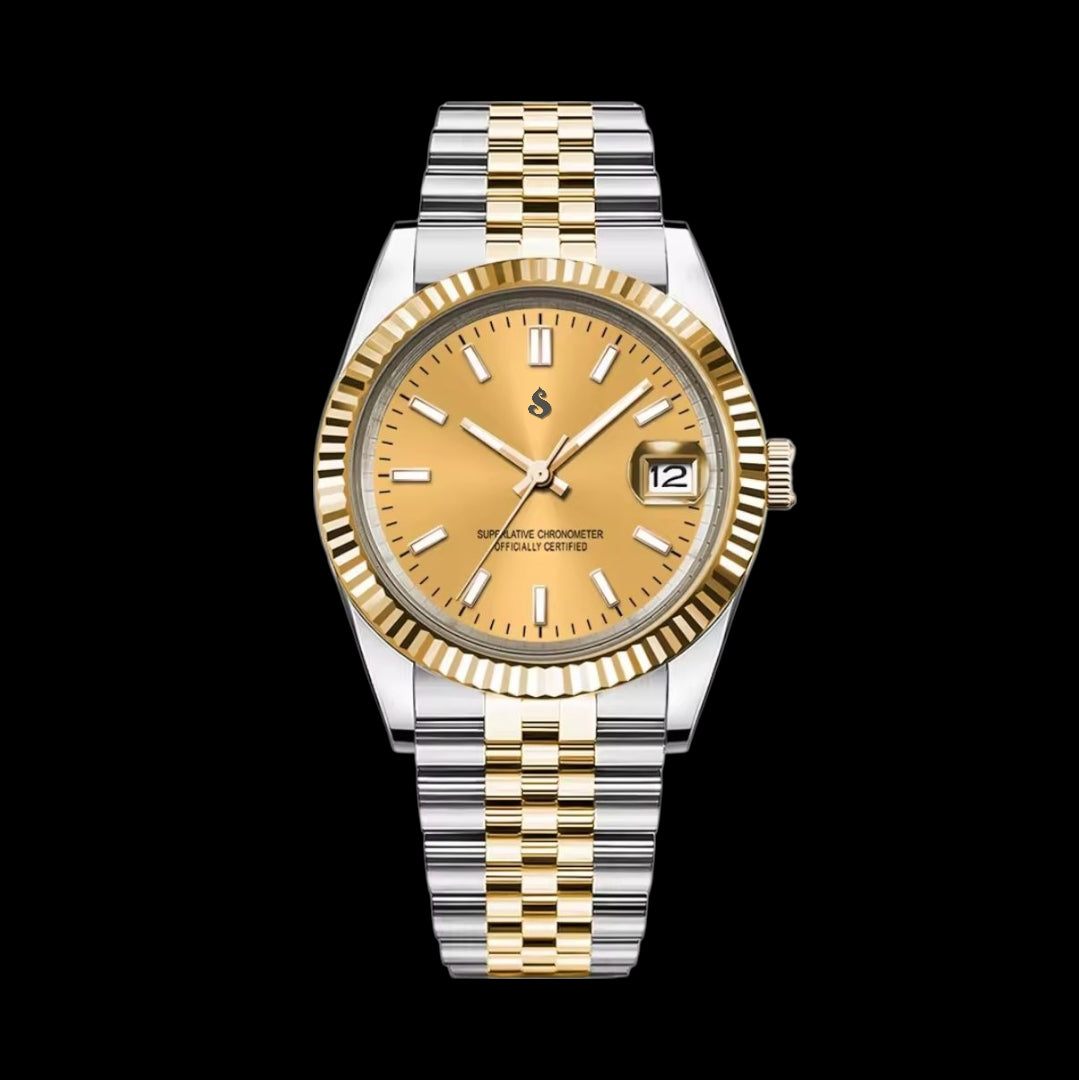 Seiko Mod Date Window Homage Two-Tone Gold Dial - Modtime