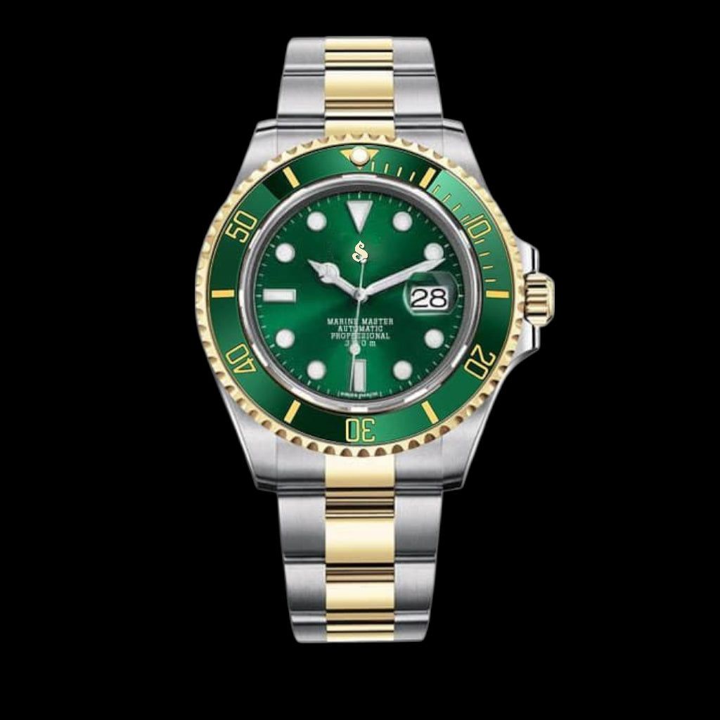 Seiko Mod Submariner Diver Homage Green Two-Tone Series - Modtime