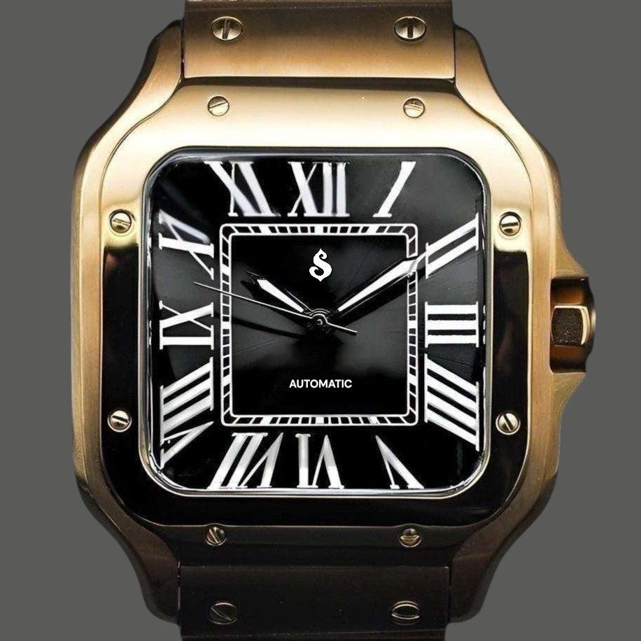 Seiko Mod Santos aka Santieko Gold Case Black Dial - Modtime Creations