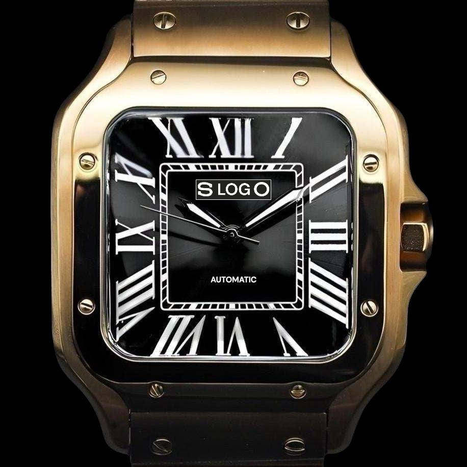 Seiko Mod Santos aka Santieko Gold Case Black Dial - Modtime Creations