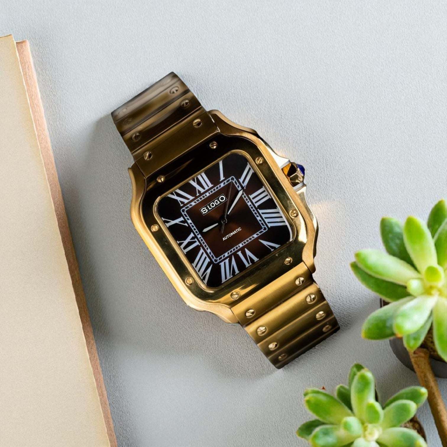 Seiko Mod Santos Gold Black Dial | Timeless Design