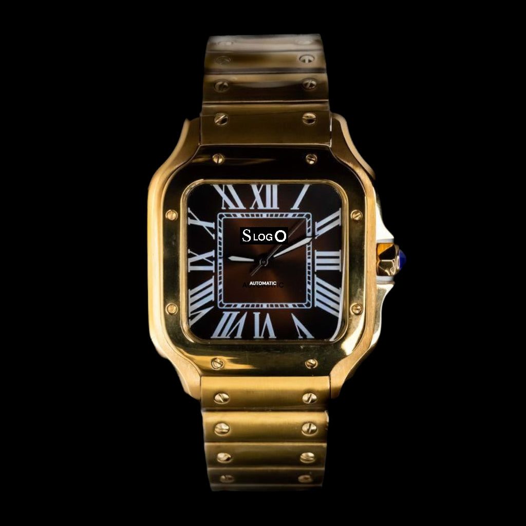 Seiko Mod Santos Gold Black Dial | Timeless Design