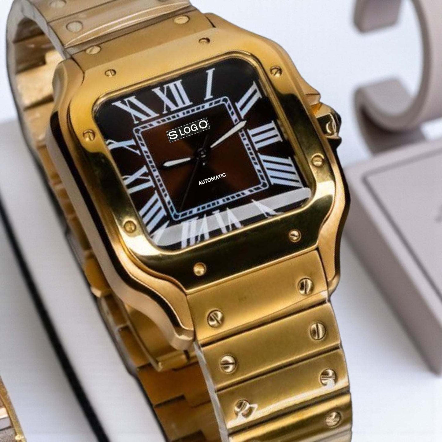 Seiko Mod Santos Gold Black Dial | Timeless Design