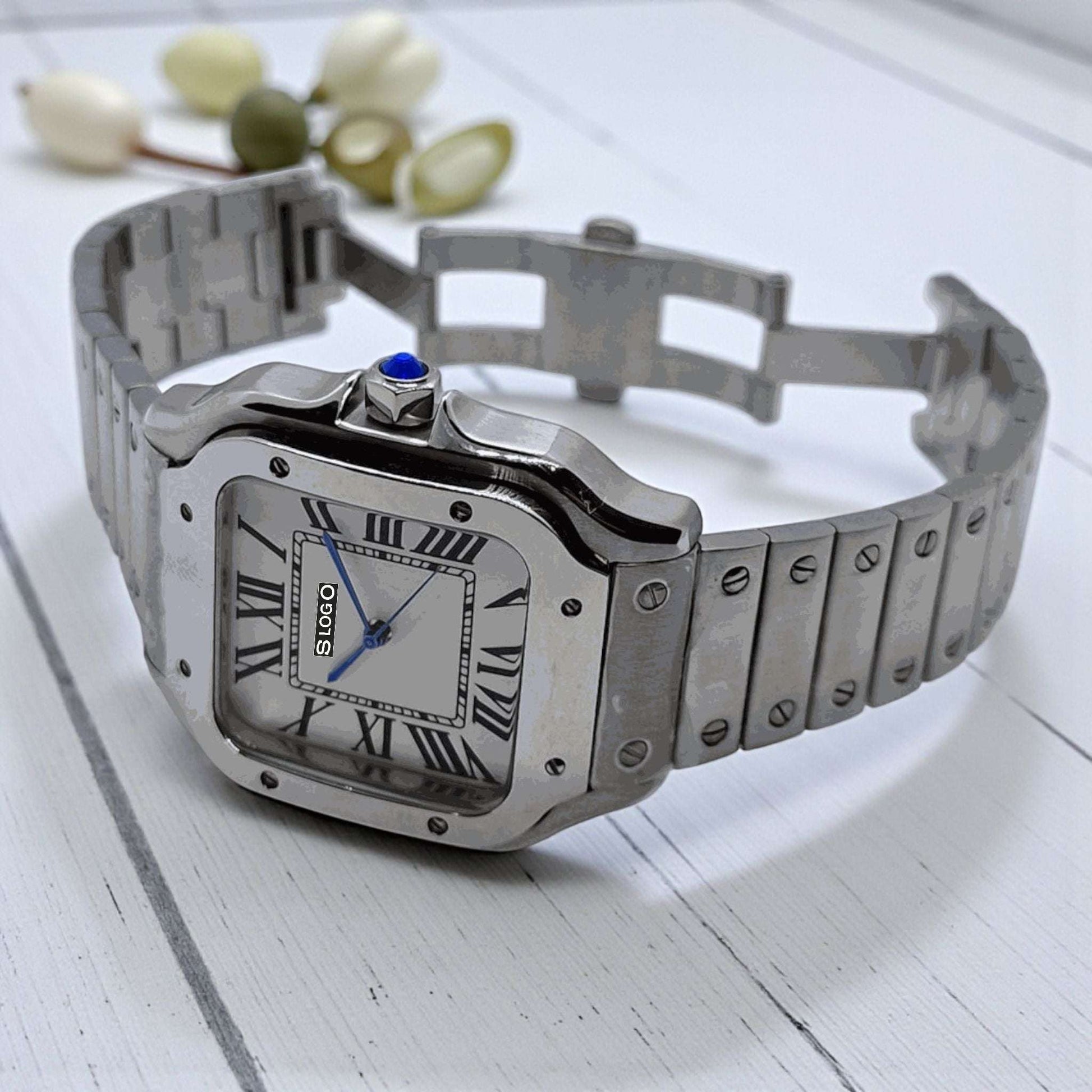 Seiko Mod Santos aka Santeiko Silver Case White Dial Mod - Modtime Creations