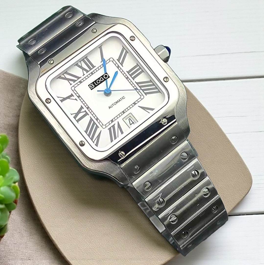 Seiko Mod Santos aka Santeiko Silver Case White Dial Mod - Modtime Creations