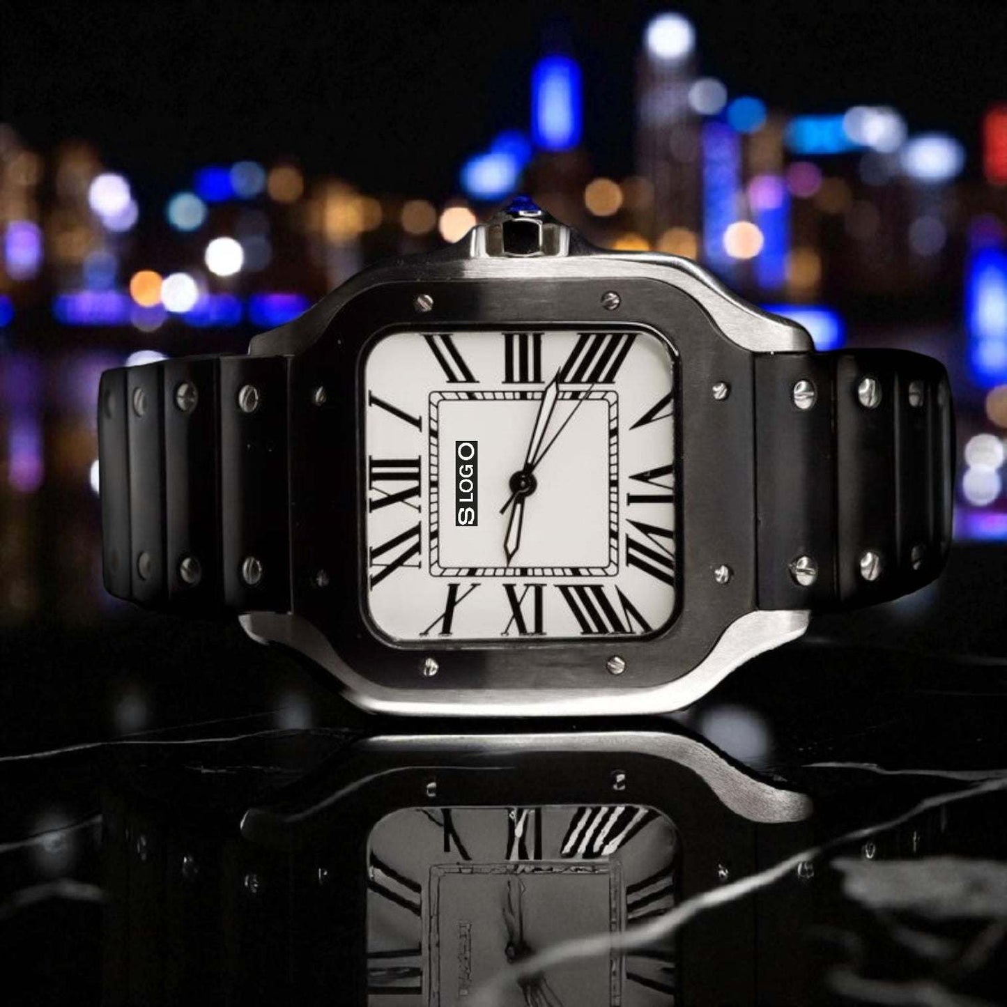 Seiko Mod Santos Two-Tone Black: Timeless Design - Modtime