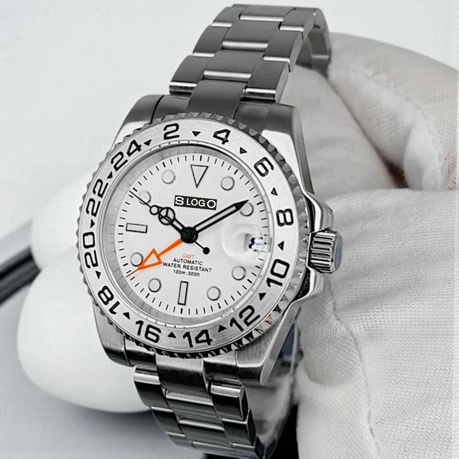 Seiko Mod Custom GMT Polar White Dial Brushed Nickel Series at Modtime Creations