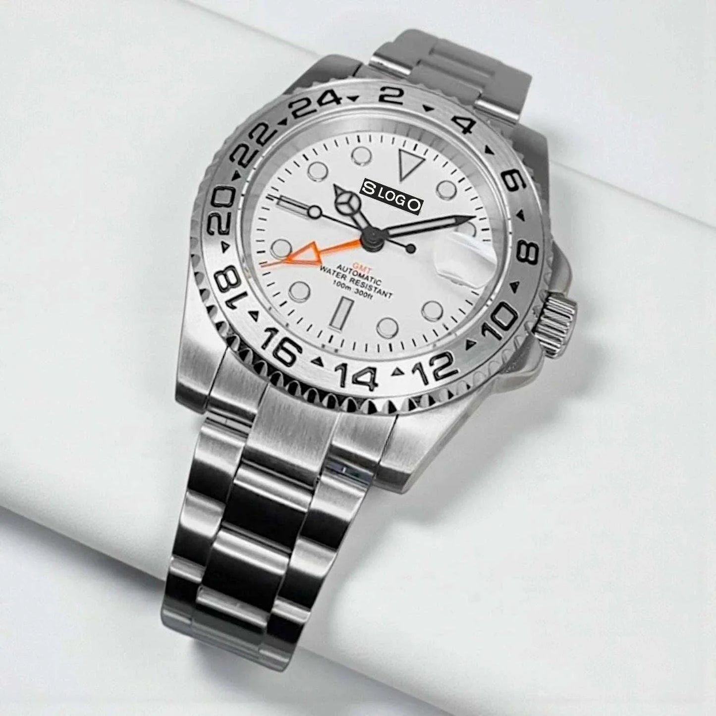 Seiko Mod Custom GMT Polar White Dial Brushed Nickel Series at Modtime Creations