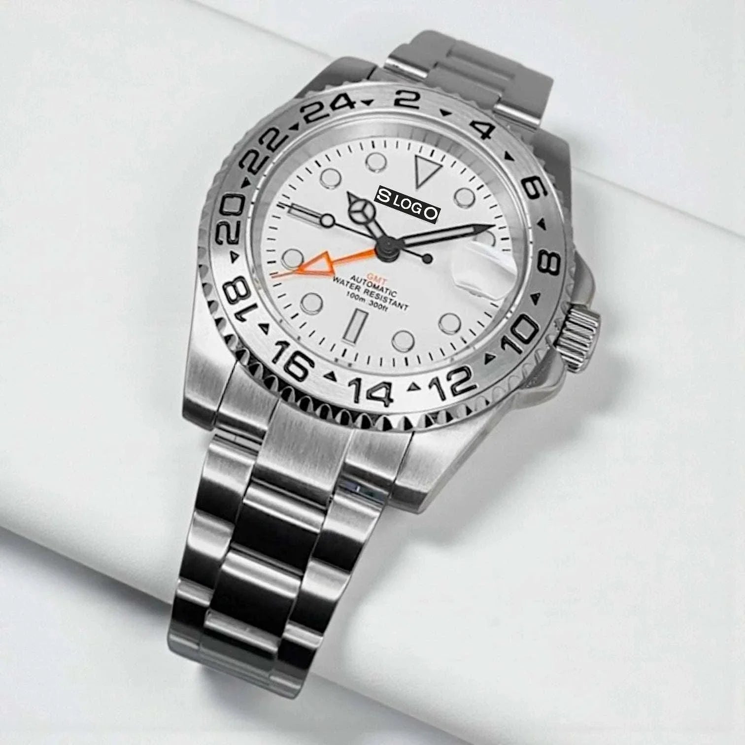 Seiko Mod Custom GMT Polar White Dial Brushed Nickel Series at Modtime Creations