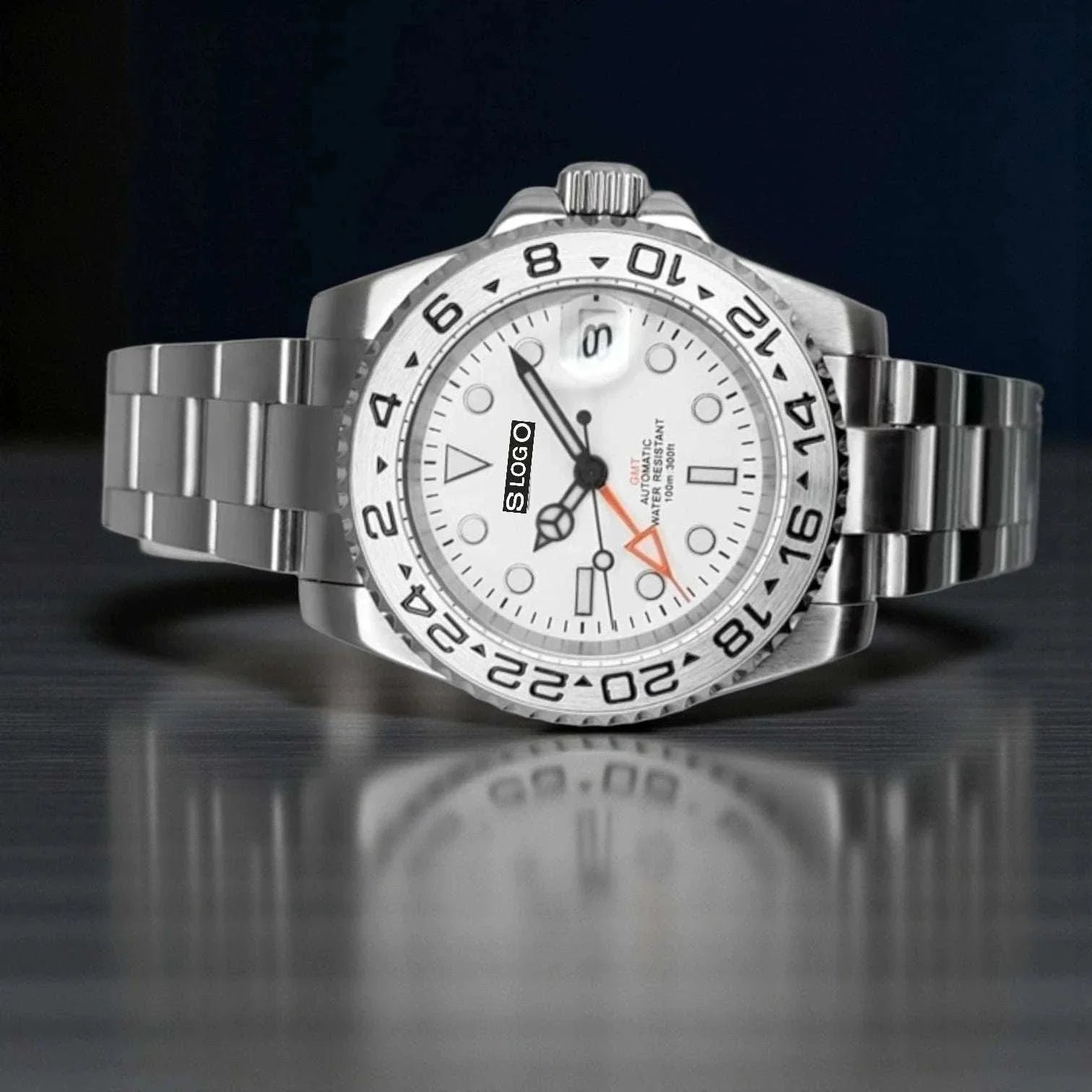 Seiko Mod Custom GMT Polar White Dial Brushed Nickel Series at Modtime Creations