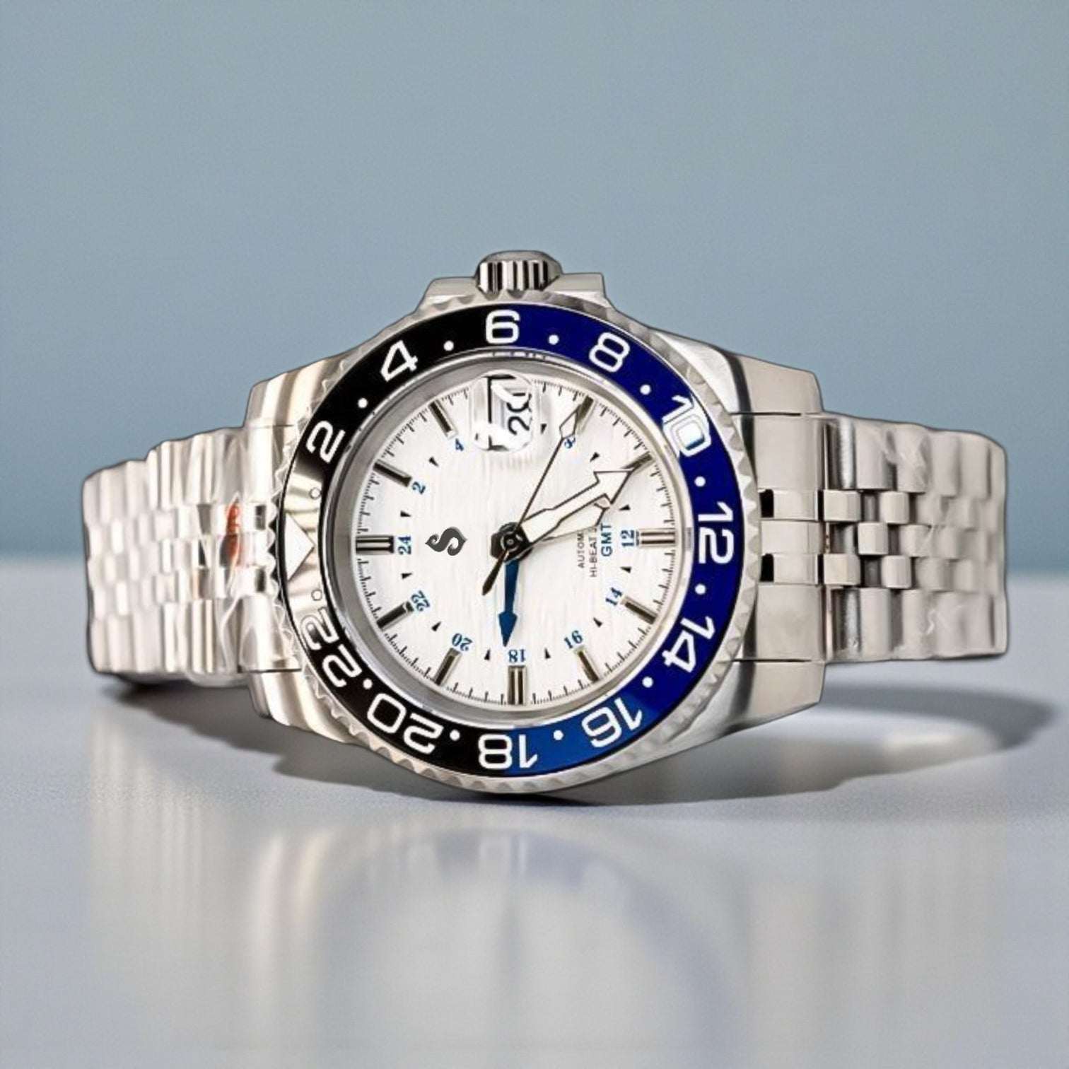 Seiko Mod GMT Grand GS White Dial "BatGirl" Submariner - Modtime