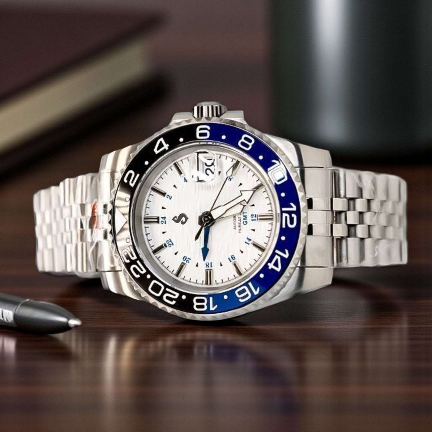 Seiko Mod GMT Grand GS White Dial "BatGirl" Submariner - Modtime