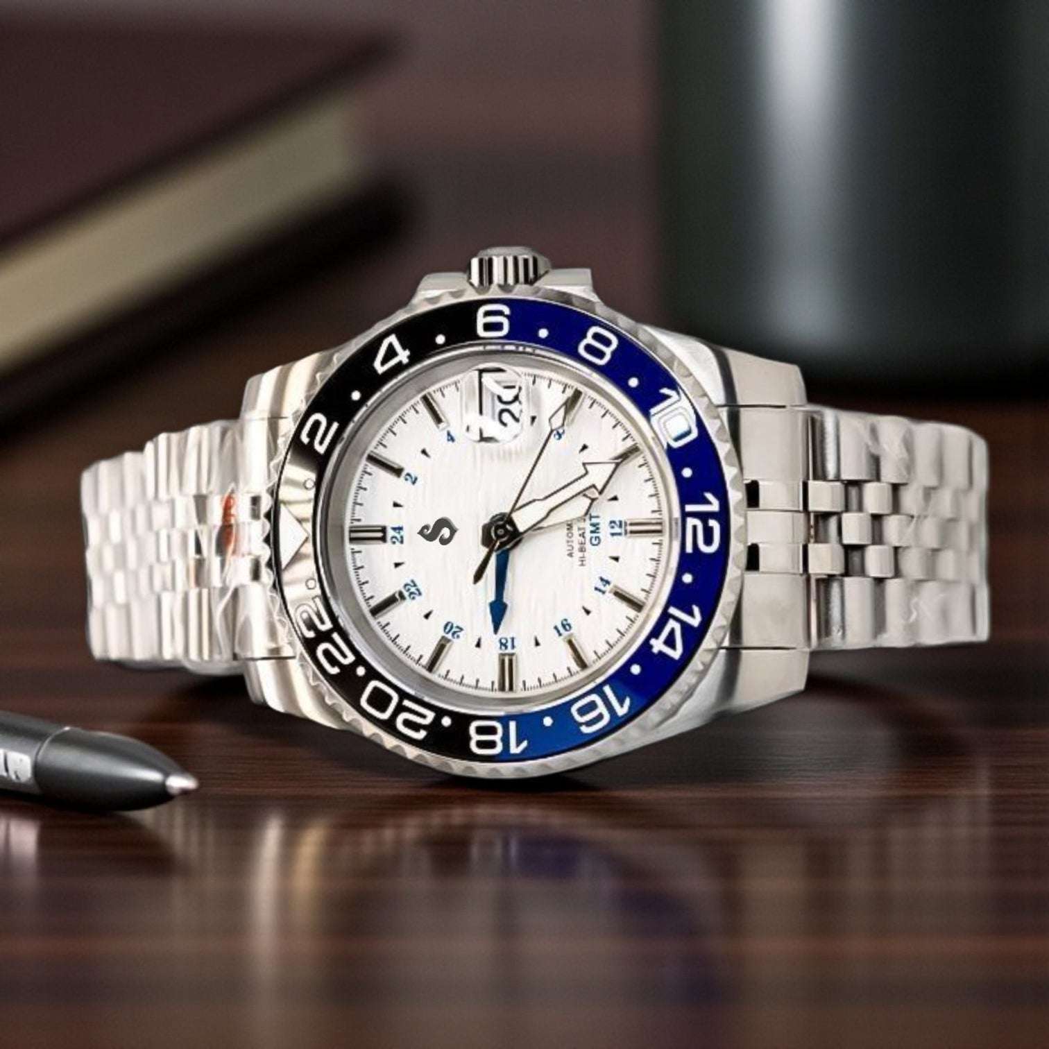 Seiko Mod GMT Grand GS White Dial "BatGirl" Submariner - Modtime