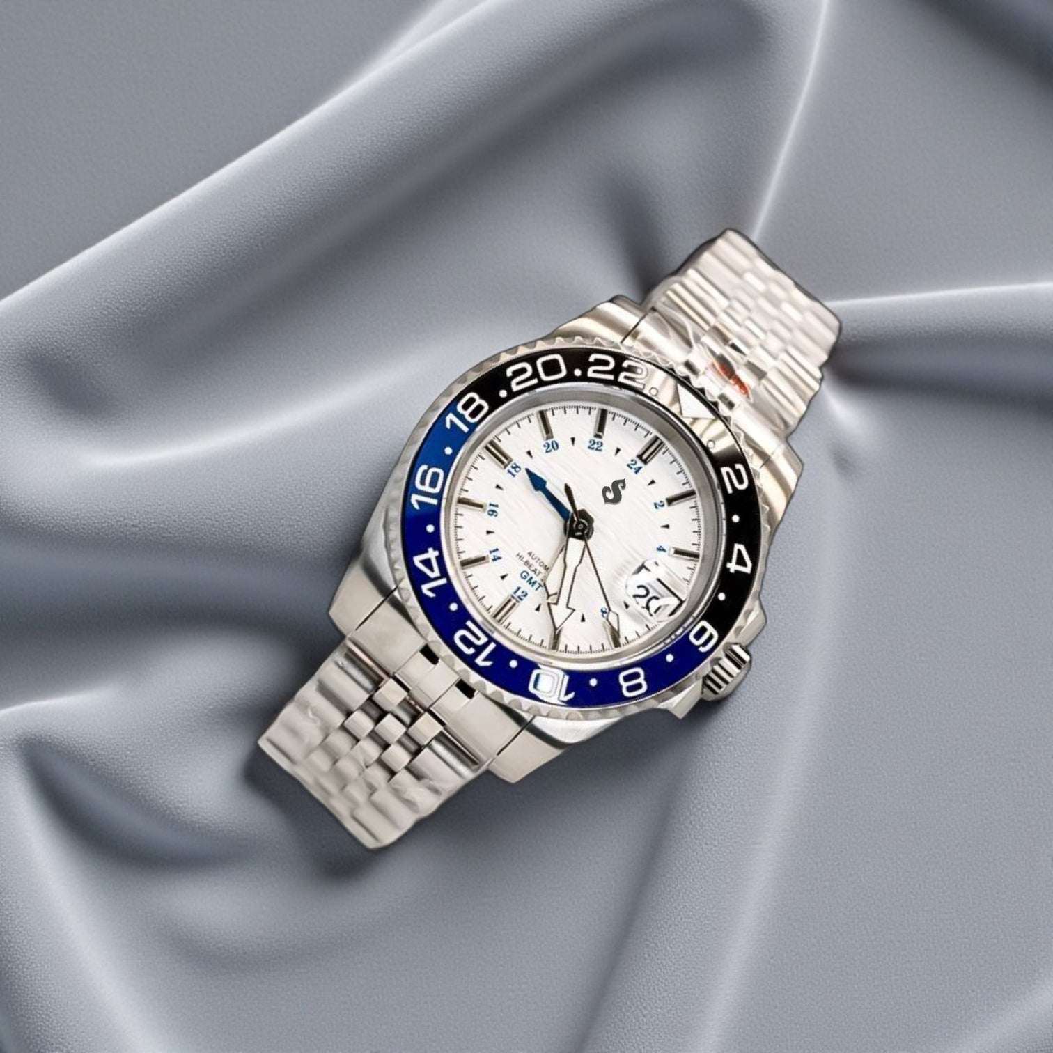 Seiko Mod GMT Grand GS White Dial "BatGirl" Submariner - Modtime